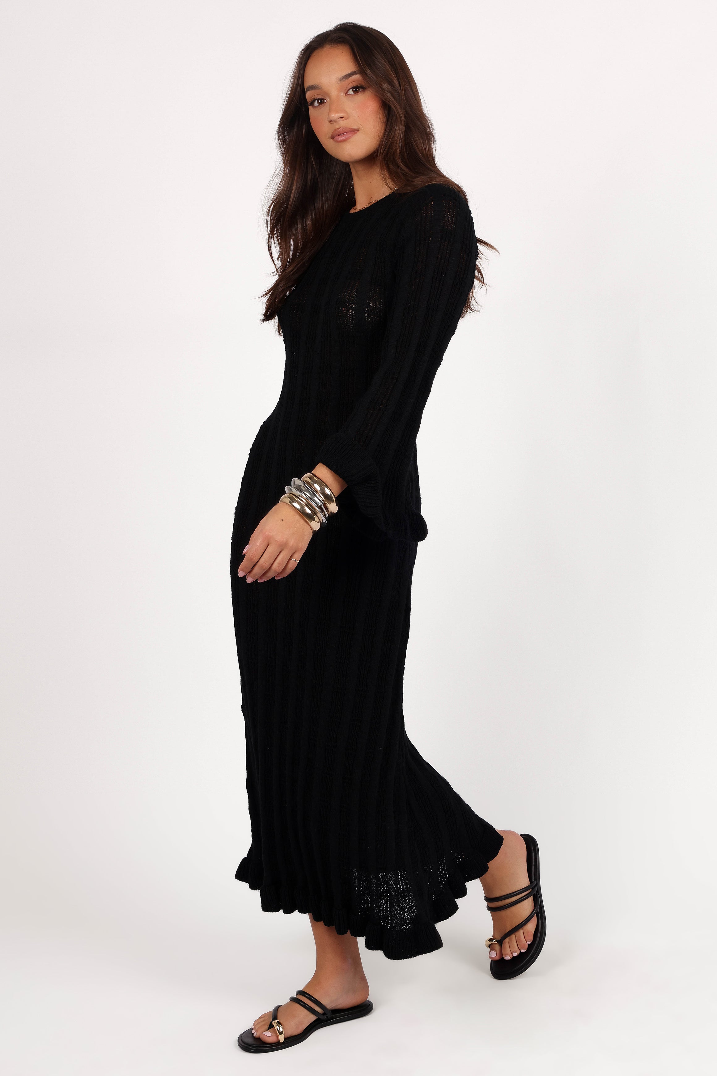 Petal and Pup USA DRESSES Colter Long Sleeve Maxi Dress - Black