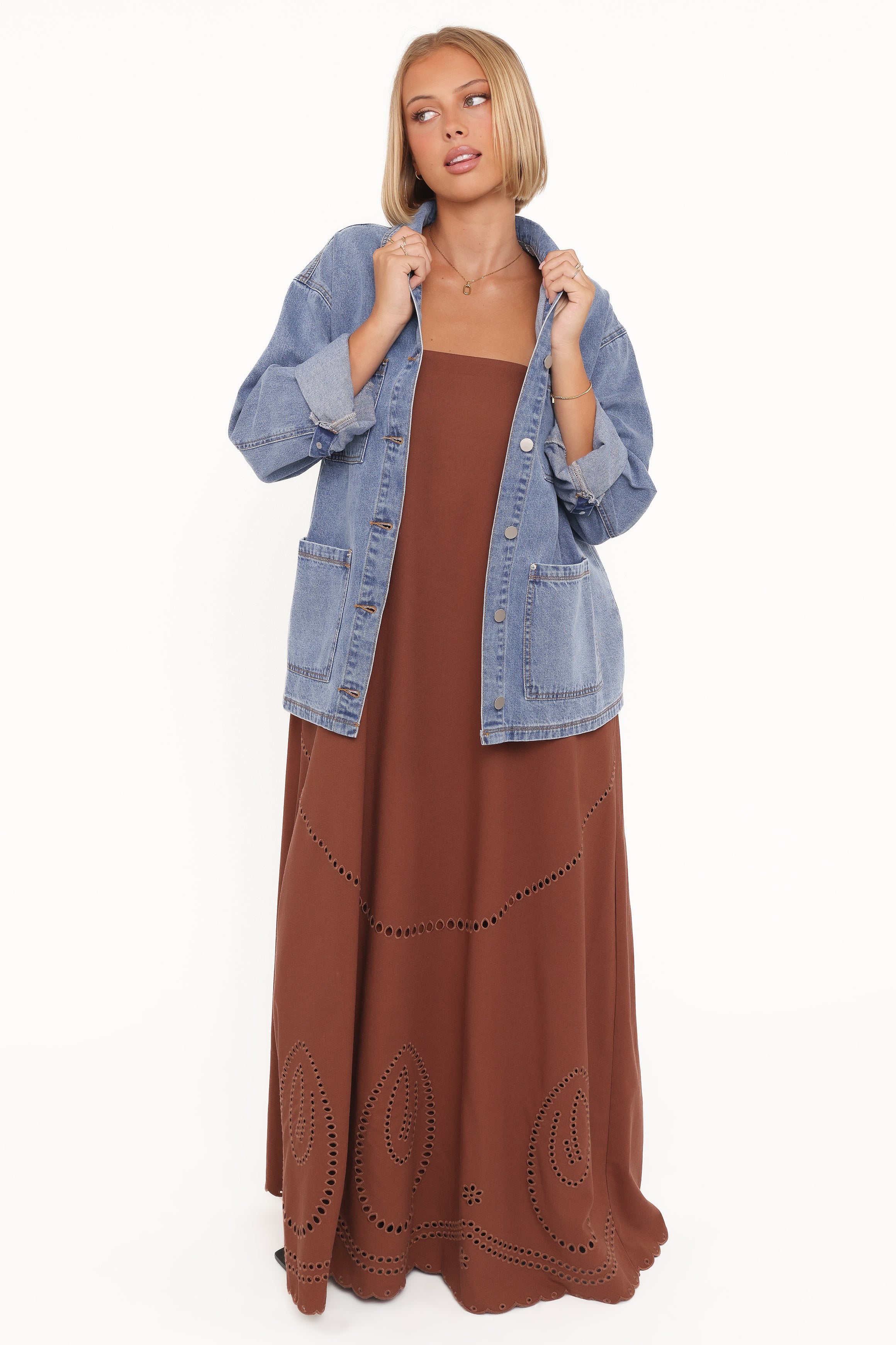 Petal and Pup USA DRESSES Como Strapless Maxi Dress - Brown