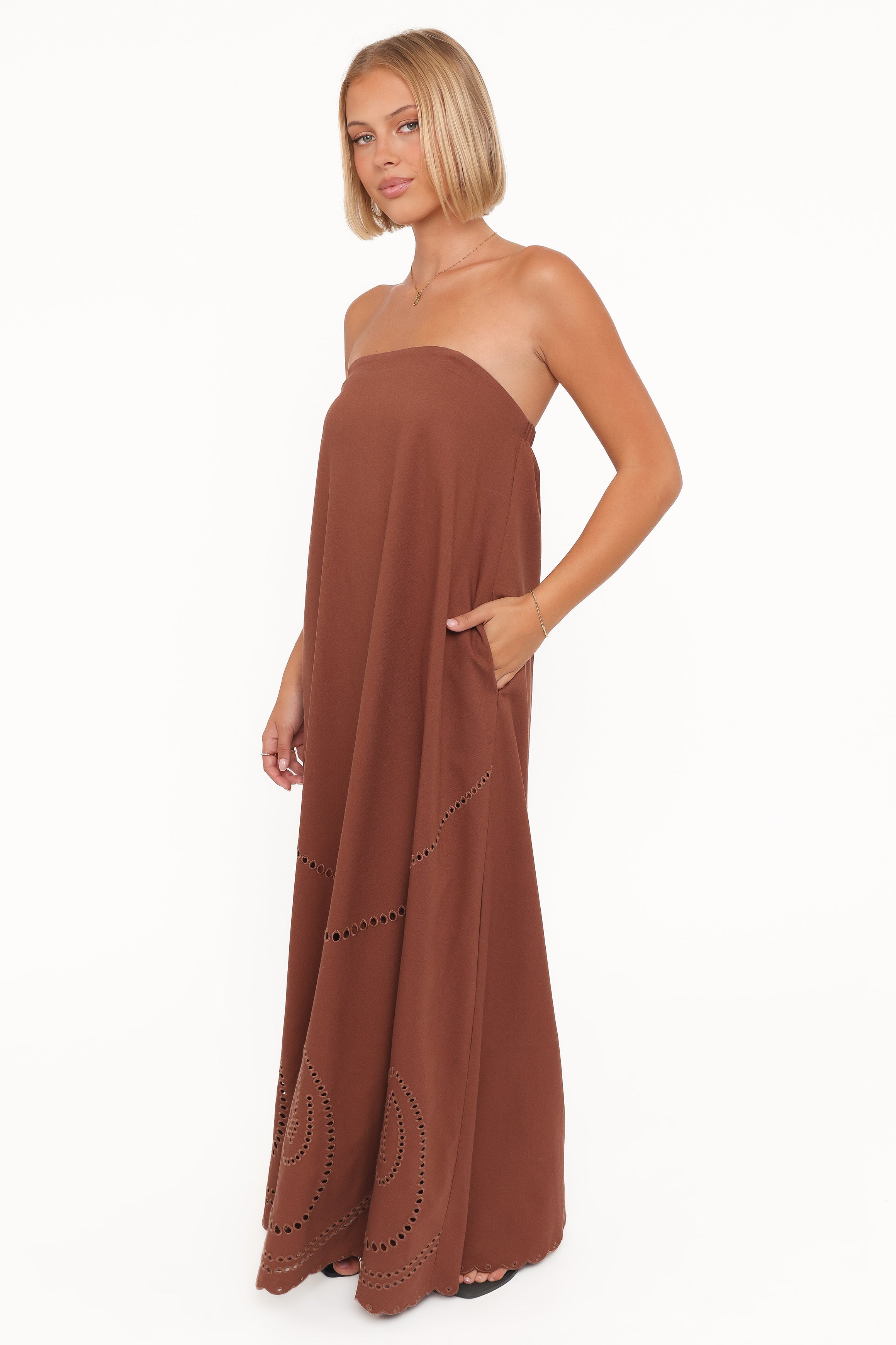Petal and Pup USA DRESSES Como Strapless Maxi Dress - Brown