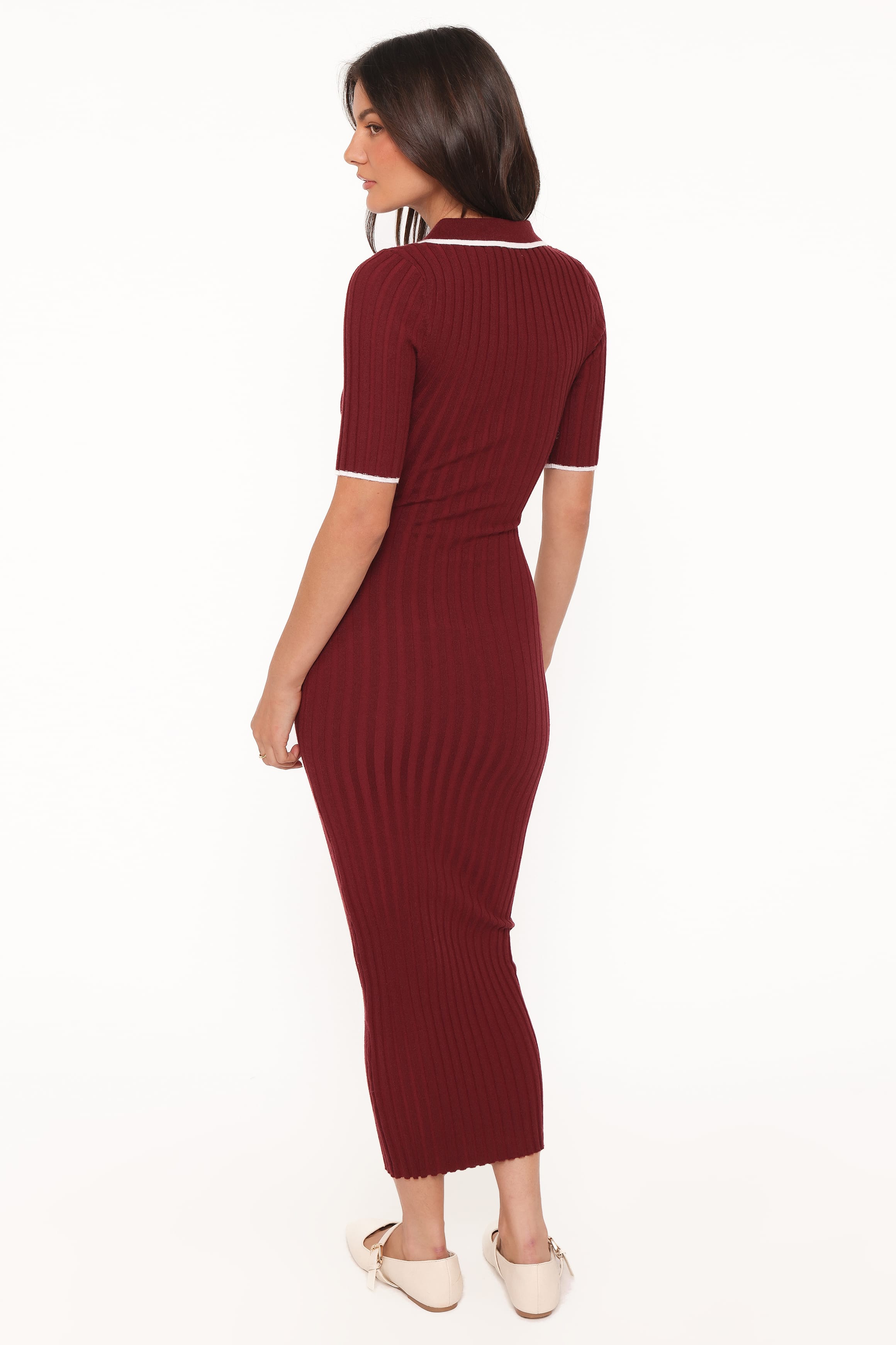 Petal and Pup USA DRESSES Conner Short Sleeve Knit Dress - Burgundy