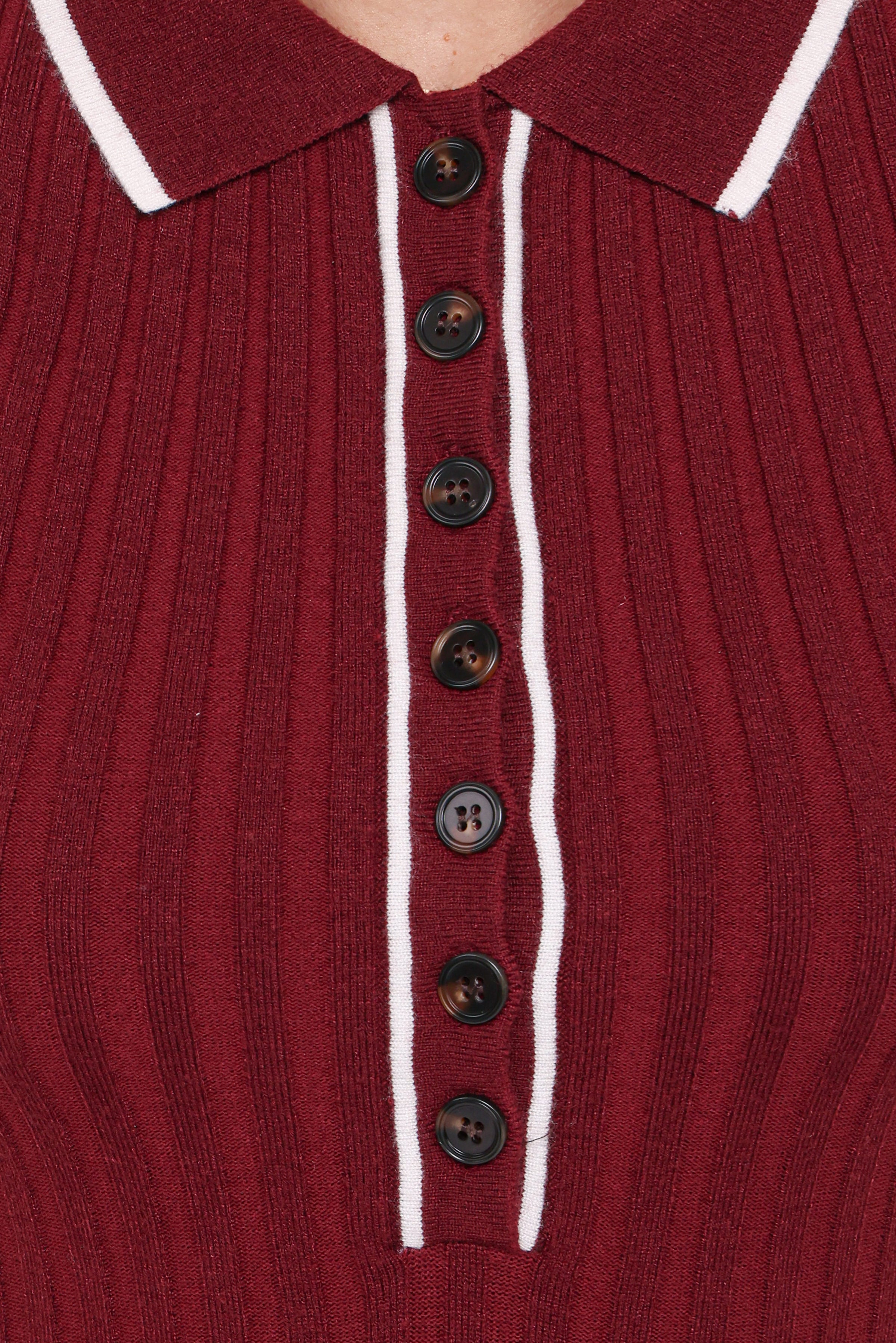 Petal and Pup USA DRESSES Conner Short Sleeve Knit Dress - Burgundy