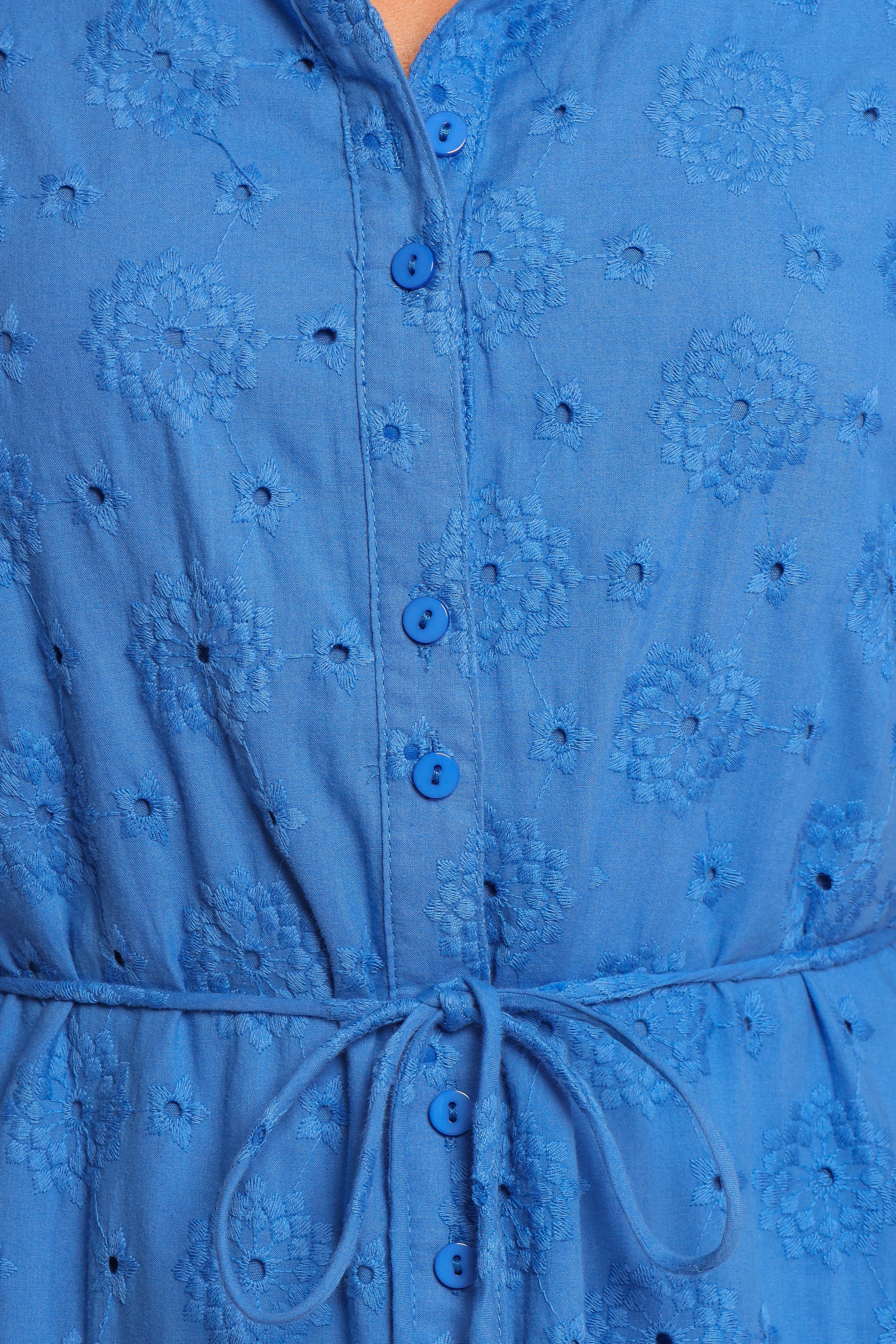 Petal and Pup USA DRESSES Cooper Embroidered Button Through Midi Dress - Cobalt