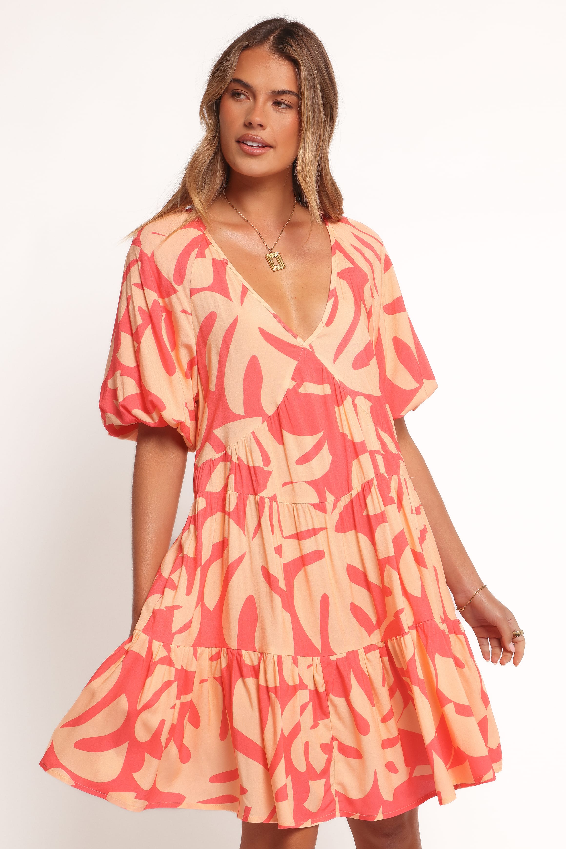 Corinna Mini Dress - Coral Print | Petal & Pup USA