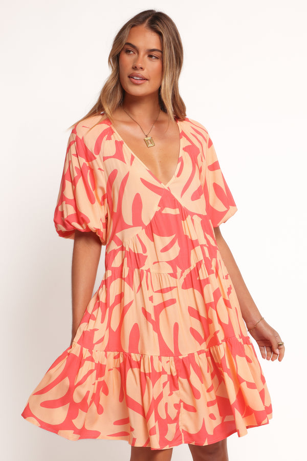 Petal and Pup USA DRESSES Corinna Mini Dress - Coral Print (Hold for Rack)