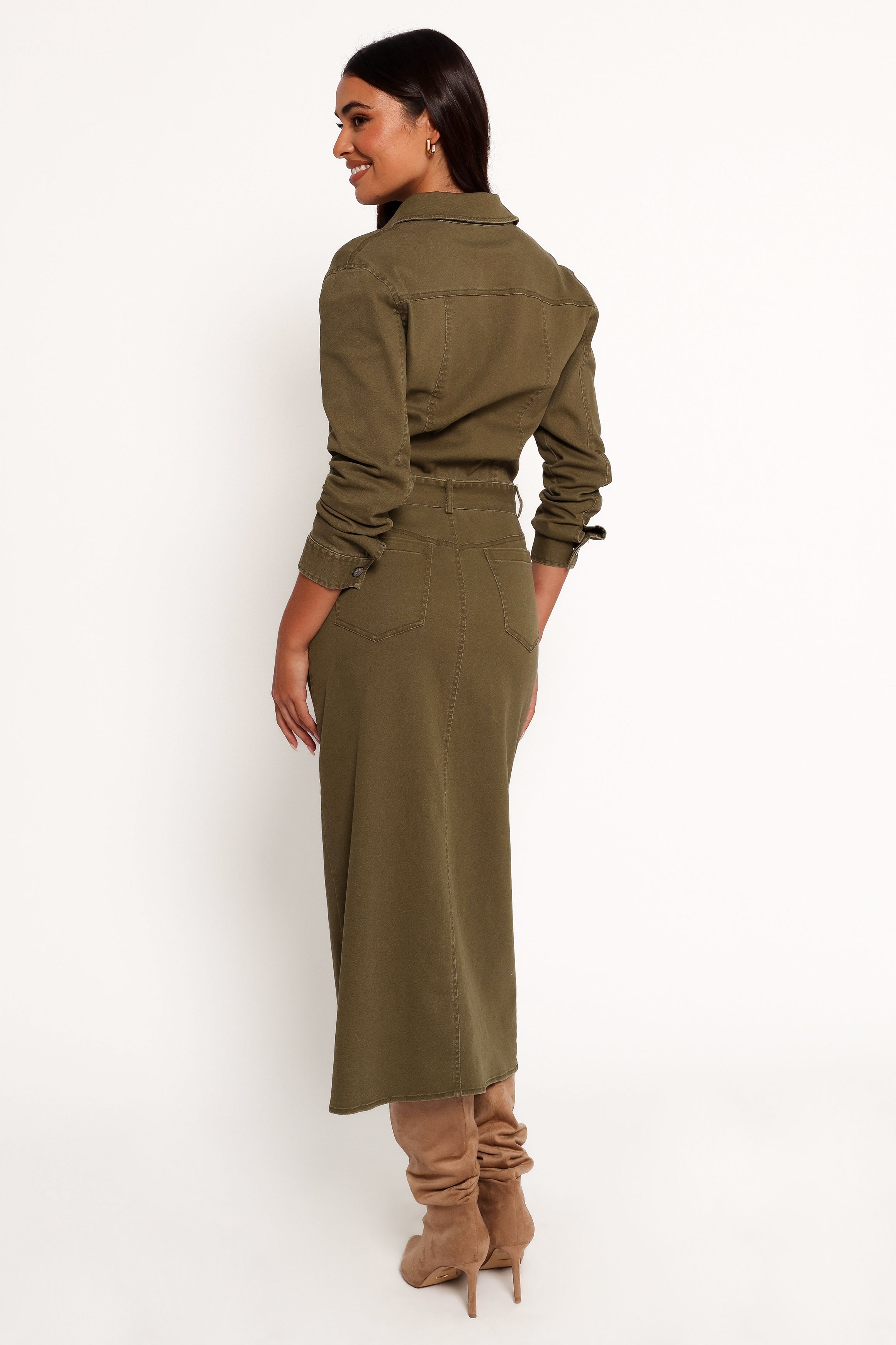Petal and Pup USA DRESSES Cortney Long Sleeve Maxi Dress - Olive