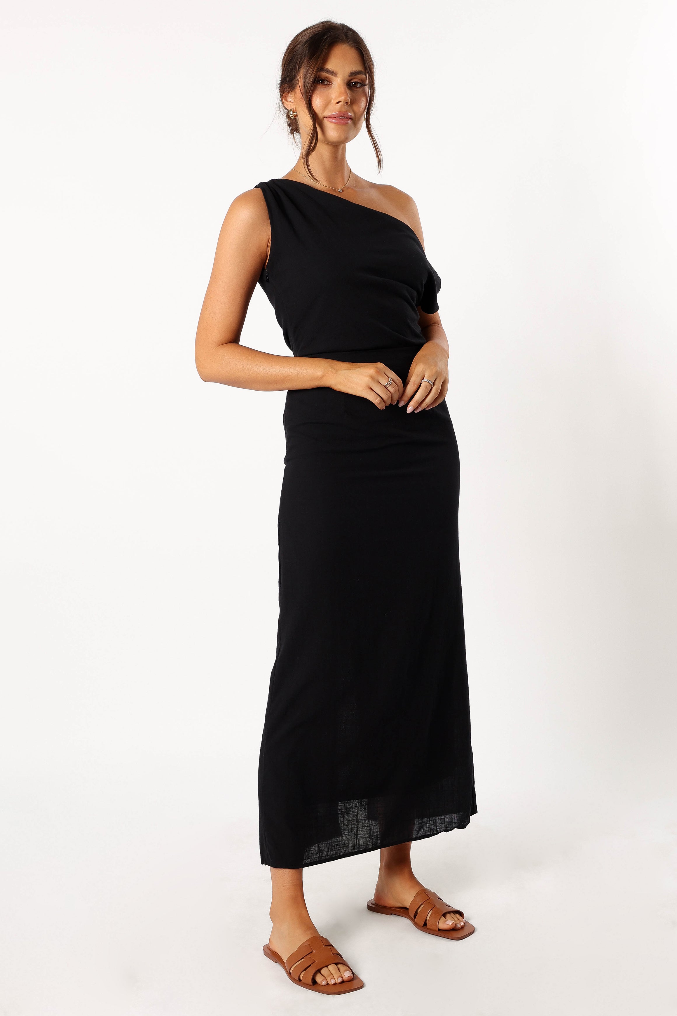 Petal and Pup USA DRESSES Cosma Off Shoulder Maxi Dress - Black
