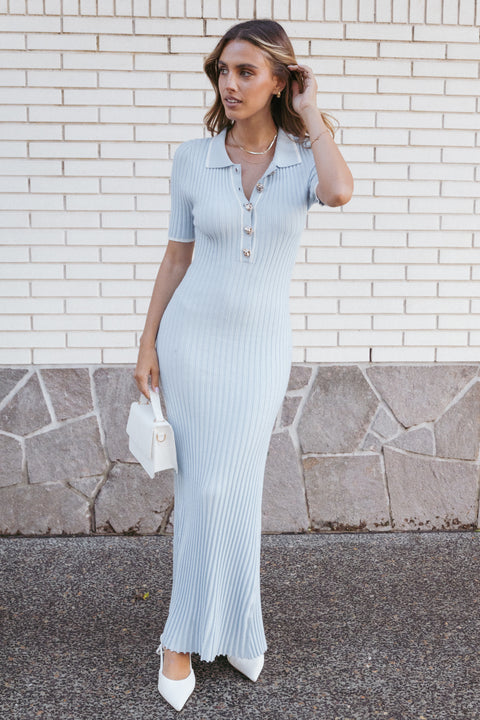 Petal and Pup Women's Crawford Short Sleeve Knit Dress - Pale Blue