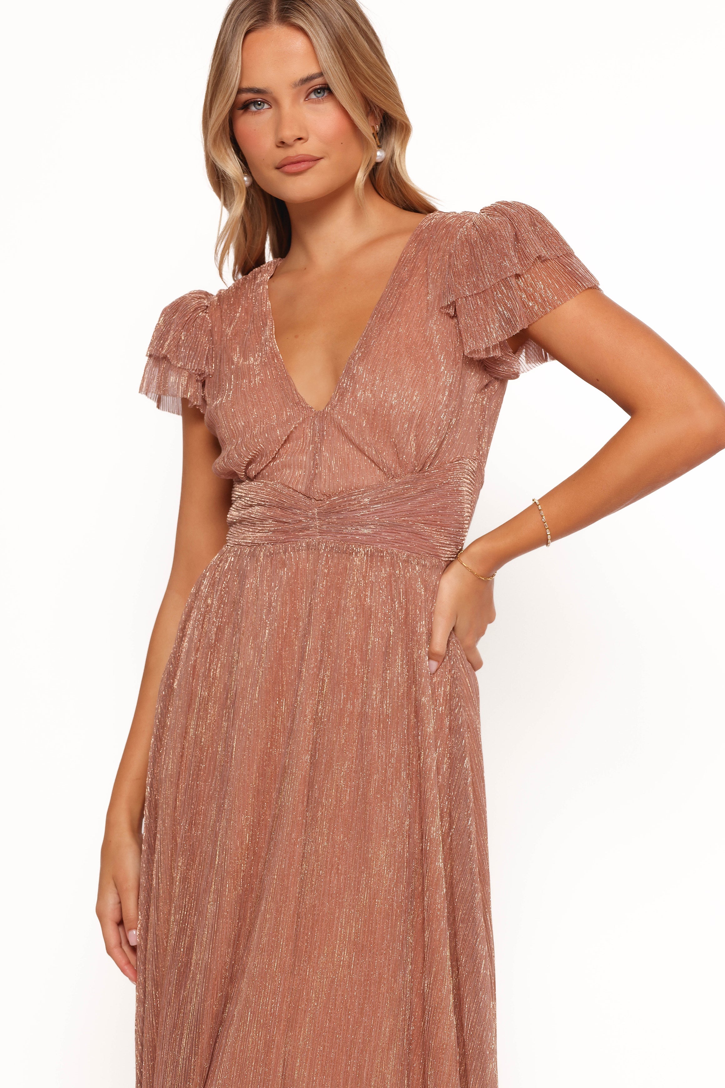 Petal and Pup USA DRESSES Cressida Maxi Dress - Rose Gold