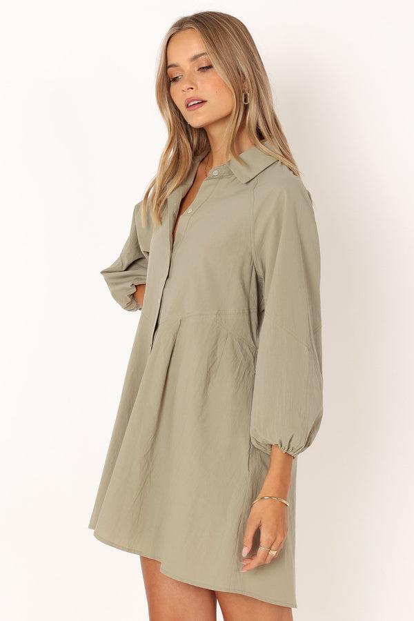 Petal and Pup USA DRESSES Criselle Long Sleeve Mini Dress - Khaki