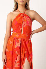 Petal and Pup USA DRESSES Cristee Halterneck Maxi Dress - Orange