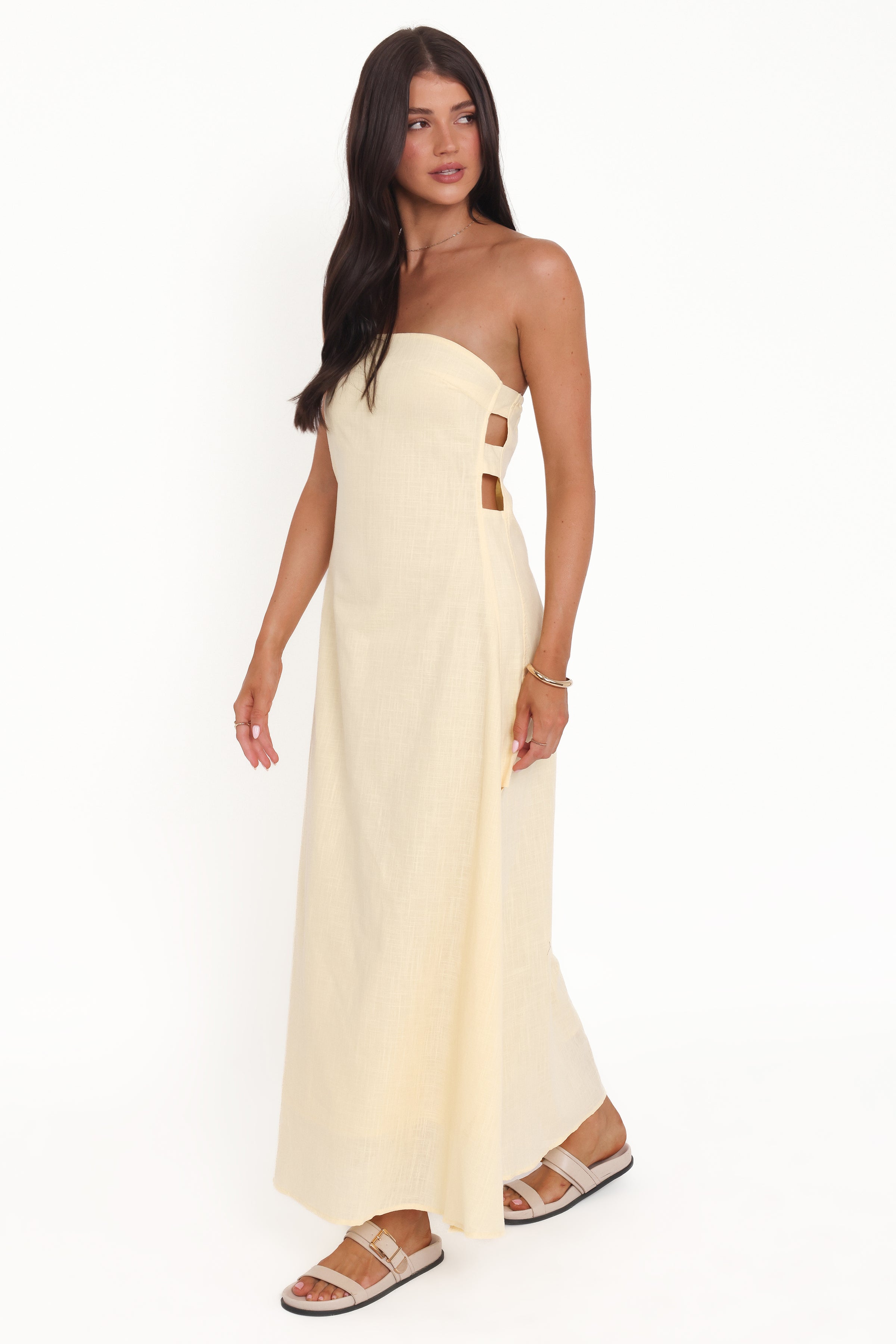 Petal and Pup USA DRESSES Cyrus Strapless Maxi Dress - Butter Yellow