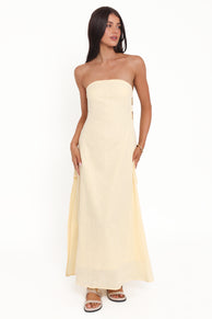 Petal and Pup USA DRESSES Cyrus Strapless Maxi Dress - Butter Yellow