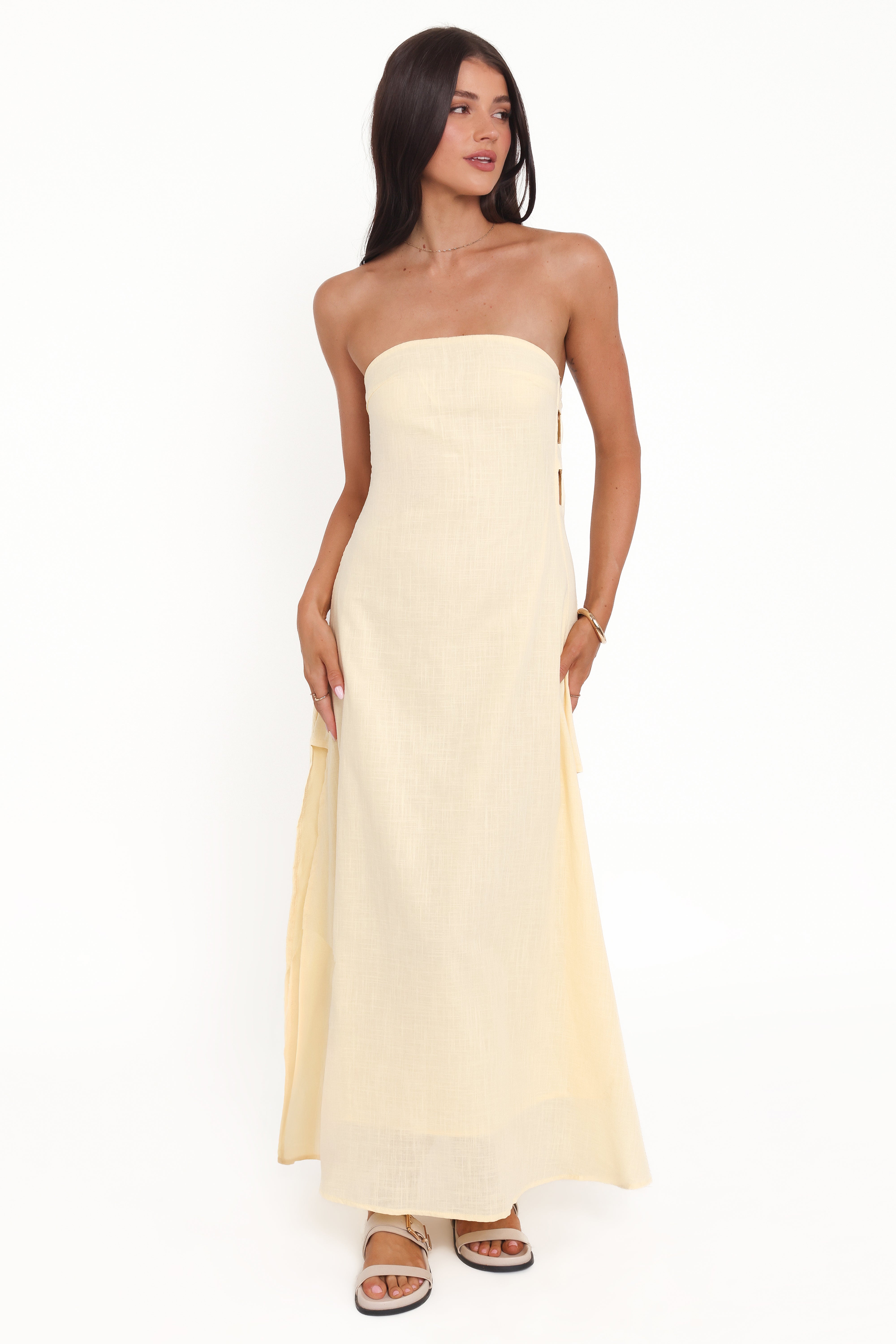 Petal and Pup USA DRESSES Cyrus Strapless Maxi Dress - Butter Yellow