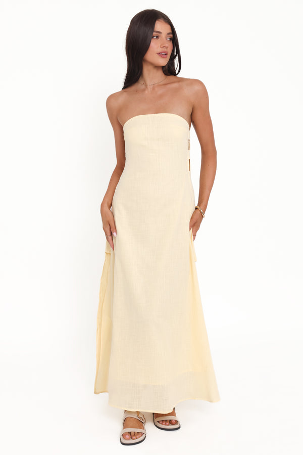 Petal and Pup USA DRESSES Cyrus Strapless Maxi Dress - Butter Yellow