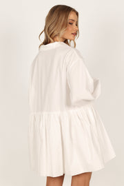 Petal and Pup USA DRESSES Daisy Long Sleeve Mini Dress - White