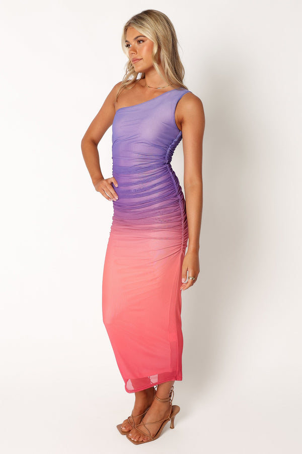 Petal and Pup USA DRESSES Dakota One Shoulder Midi Dress - Purple Gradient