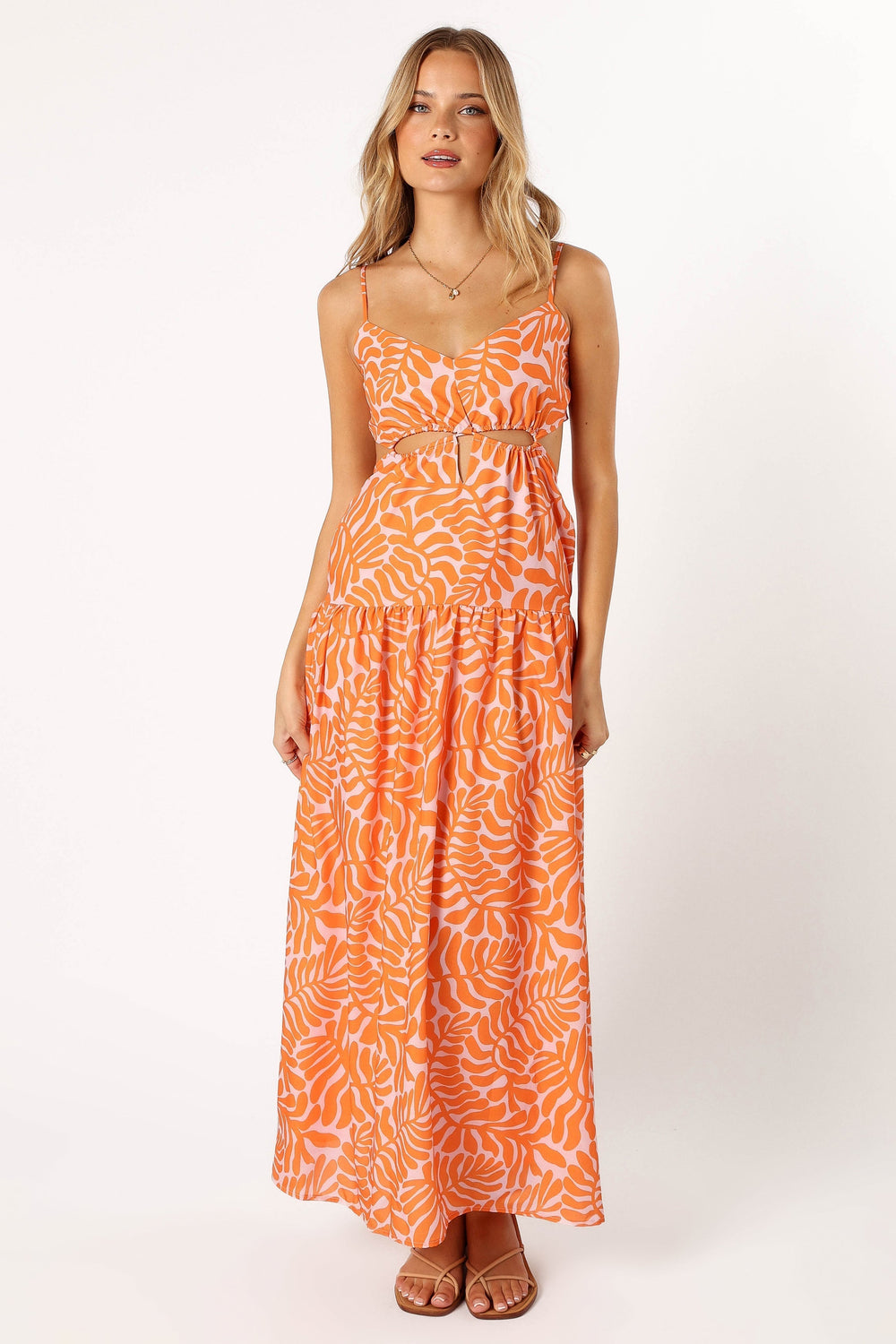 Petal and Pup USA DRESSES Dalton Cut Out Maxi Dress - Orange Print