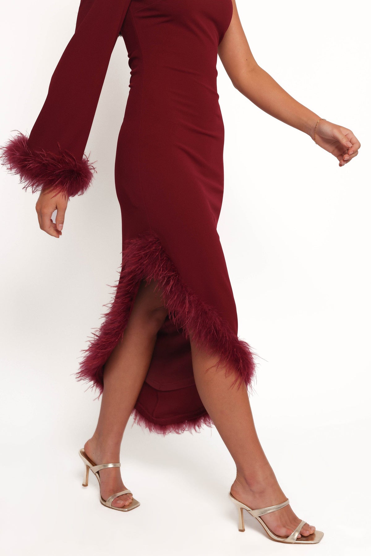 one long sleeve red dress Petal and Pup Women's Dame One Shoulder Midi Dress