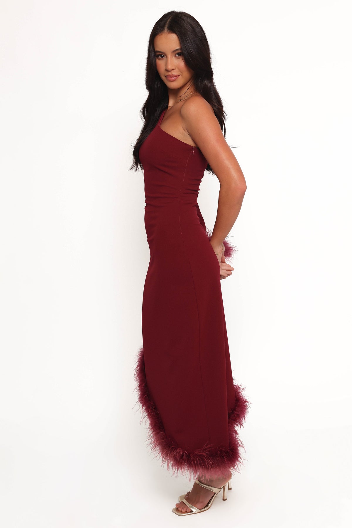 Dame One Shoulder Midi Dress - Deep Wine | Petal & Pup USA