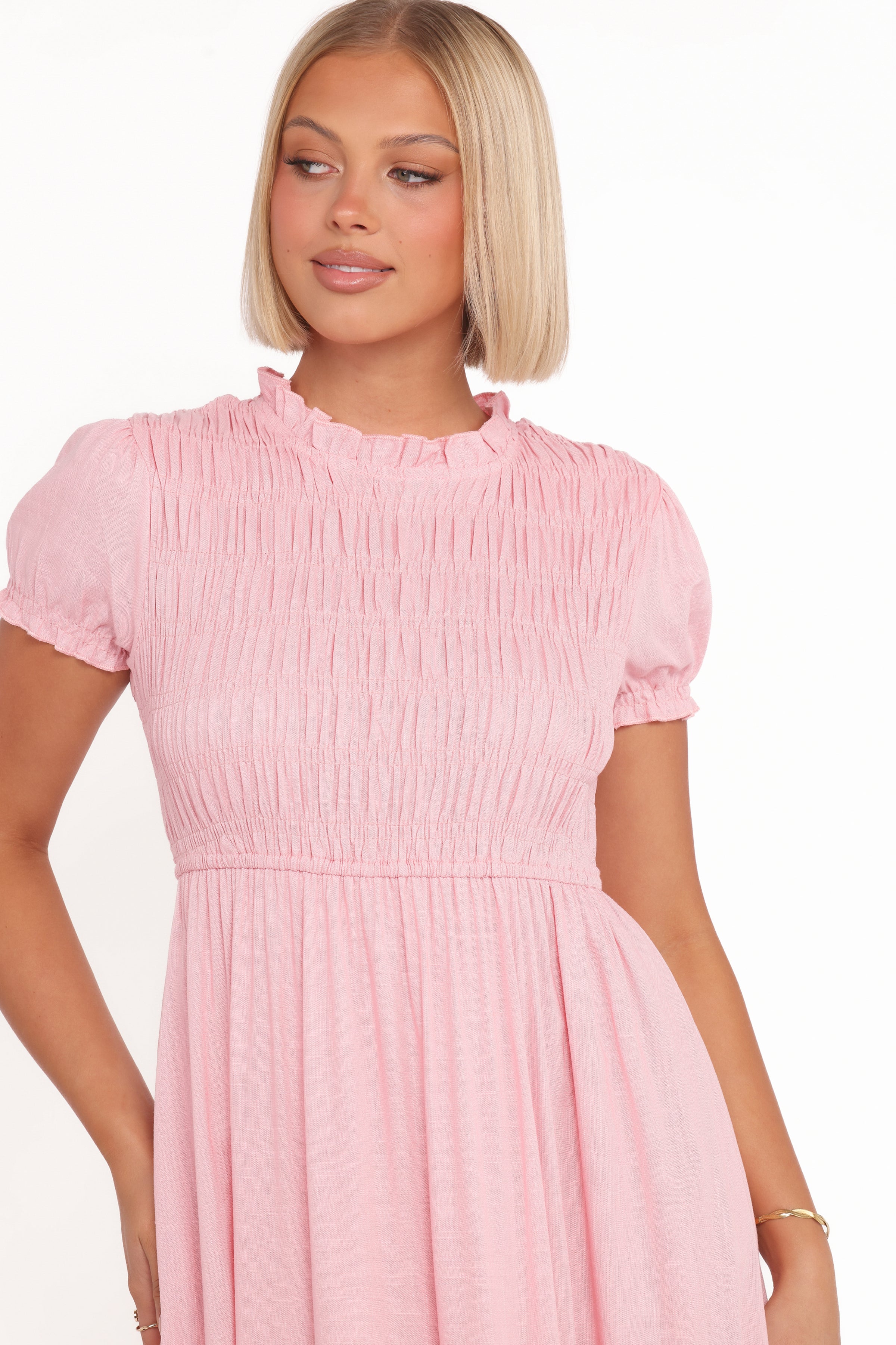Petal and Pup USA DRESSES Darla Puff Sleeve Dress - Pink