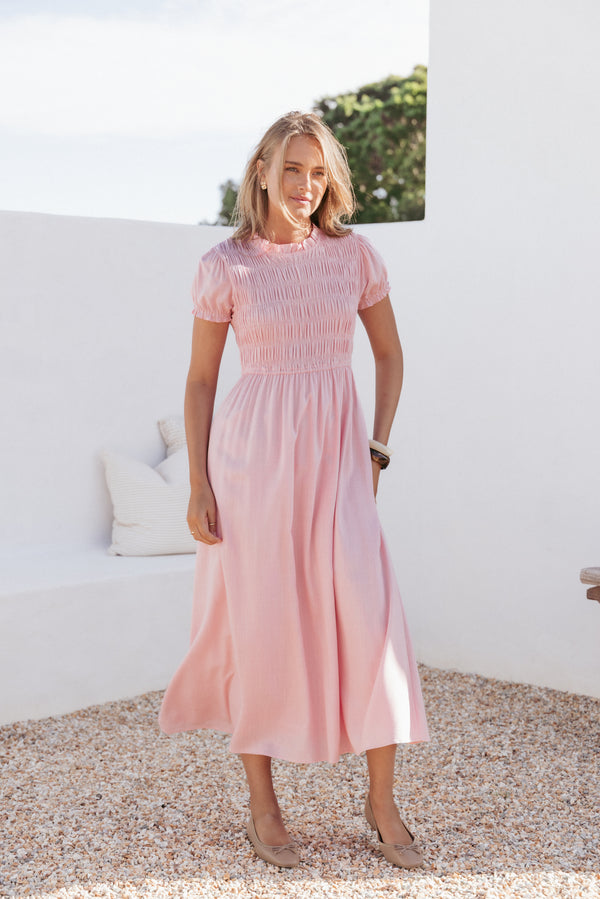 Petal and Pup USA DRESSES Darla Puff Sleeve Dress - Pink