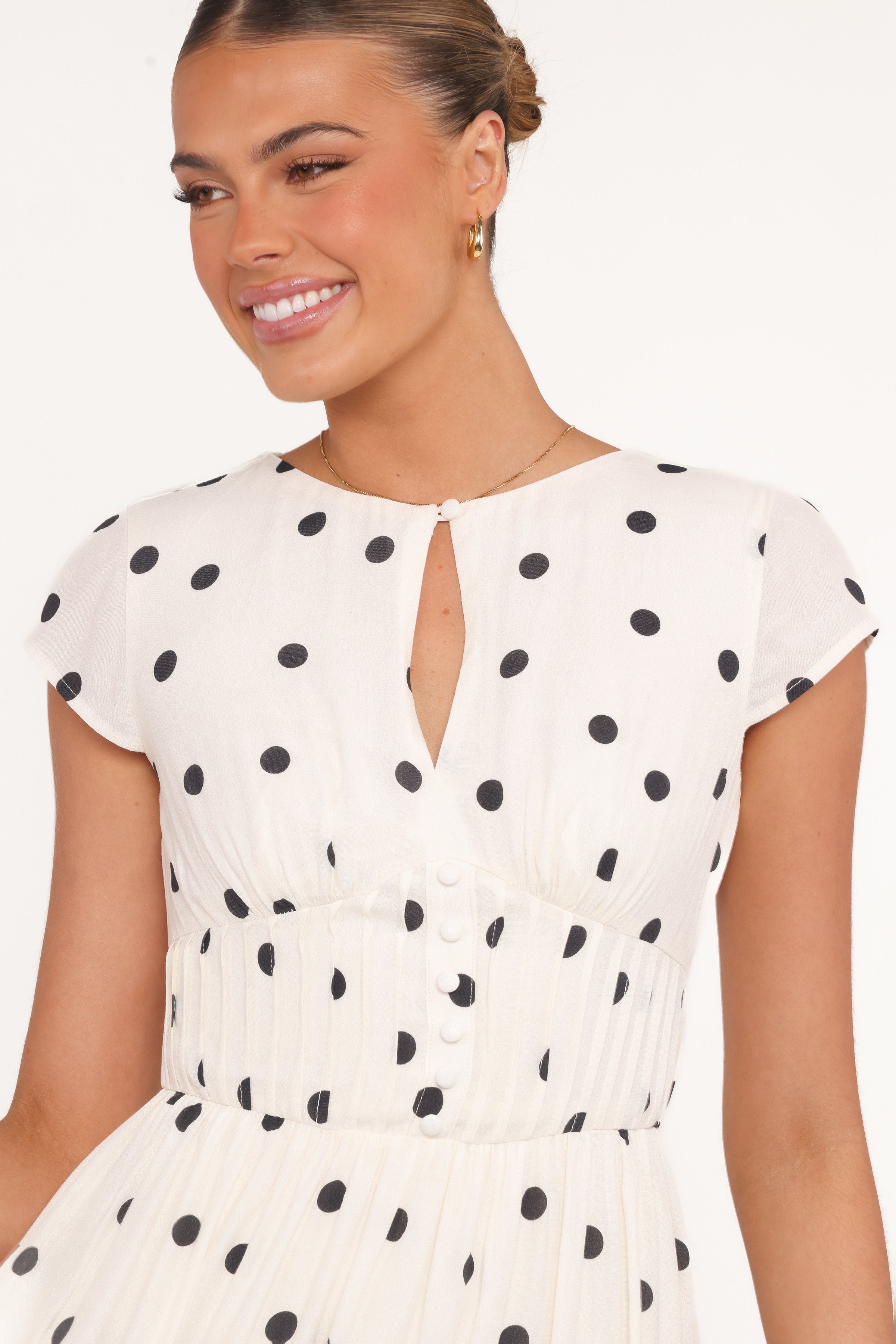 Petal and Pup USA DRESSES Darline Midi Dress - White Polka Dot