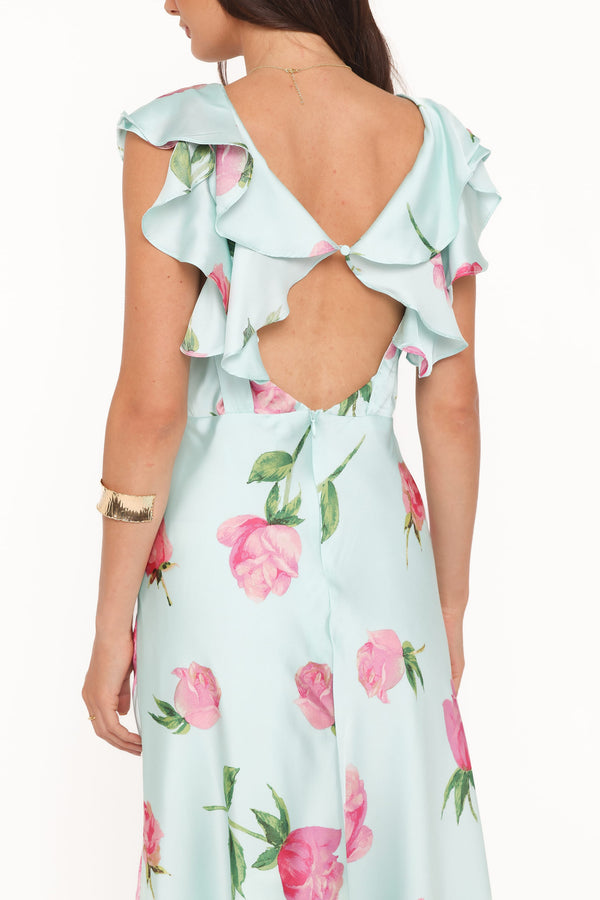 Petal and Pup USA DRESSES Darling Maxi Dress - Rose Mint Floral