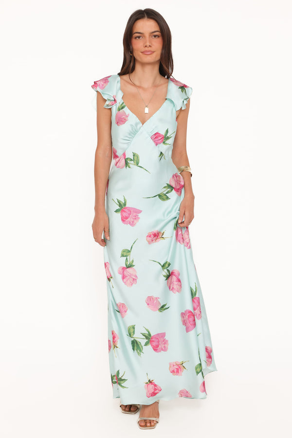 Petal and Pup USA DRESSES Darling Maxi Dress - Rose Mint Floral