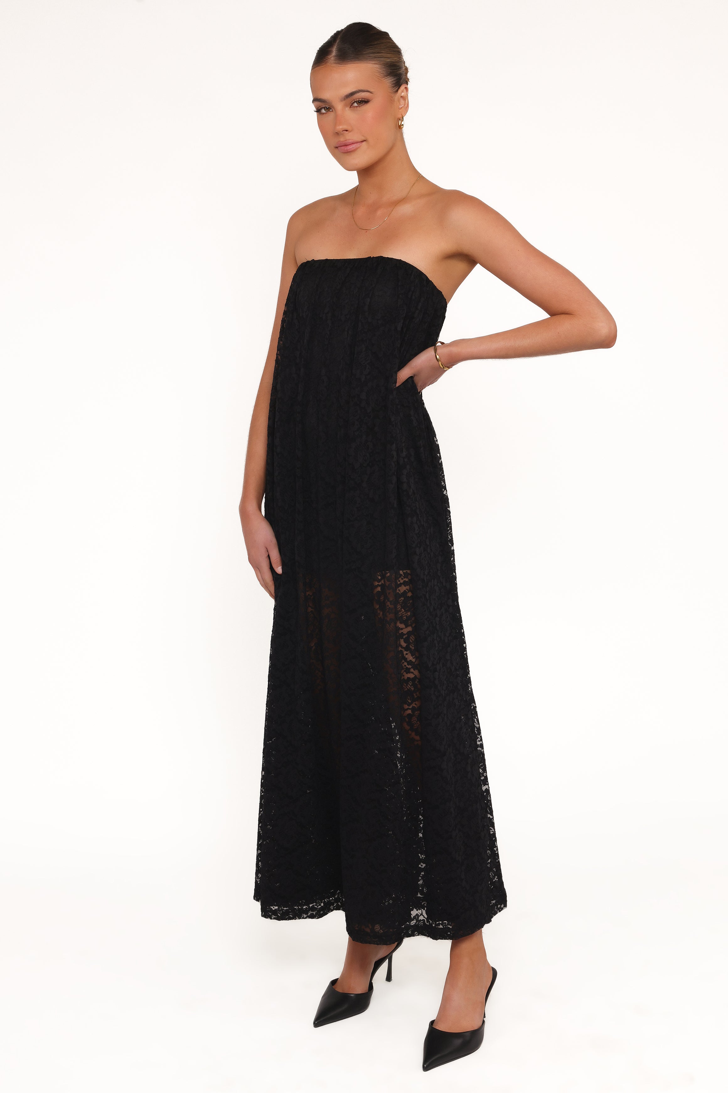 Petal and Pup USA DRESSES Davina Maxi Dress - Black Lace
