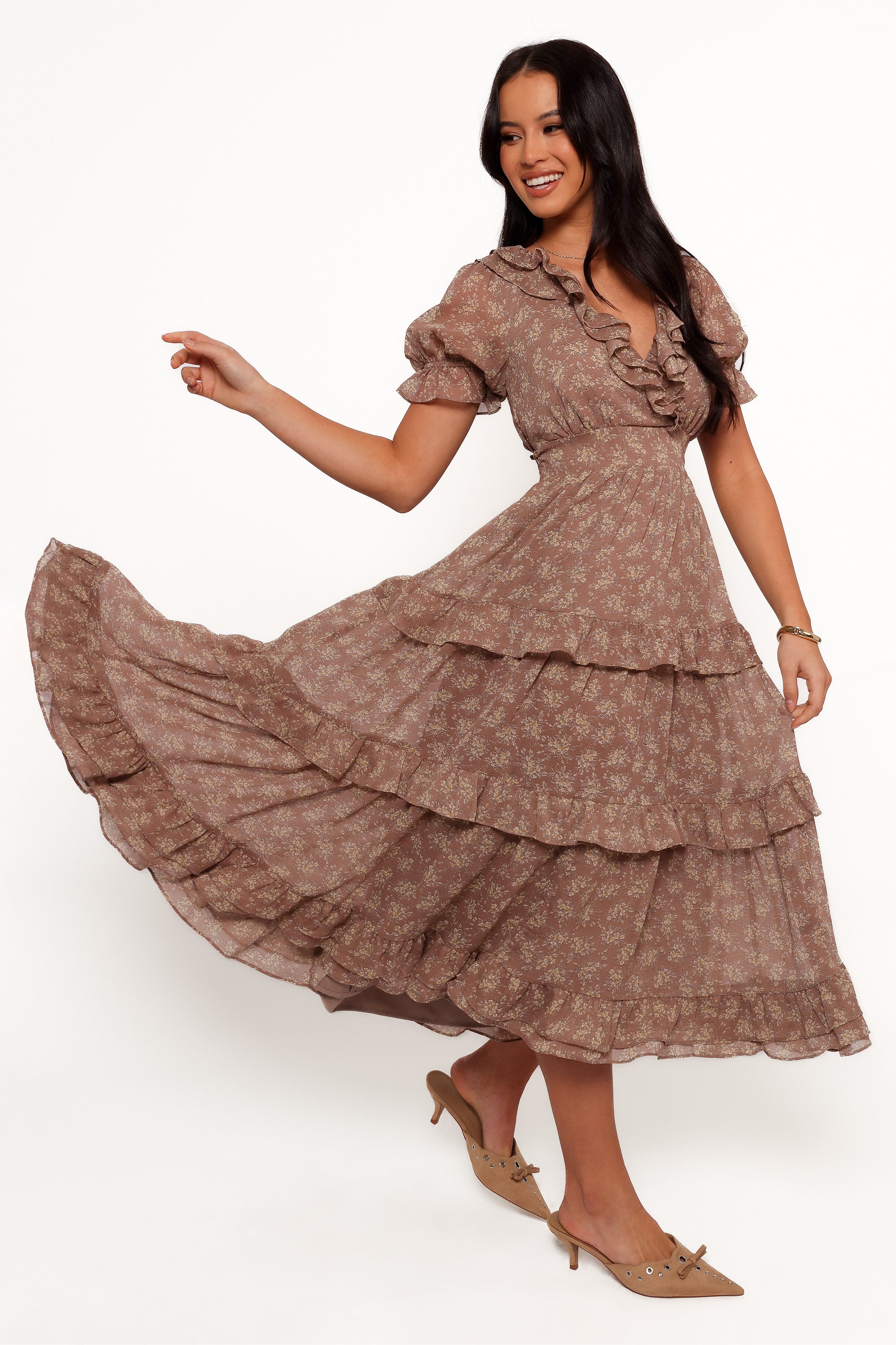 Petal and Pup USA DRESSES Dayla Maxi Dress - Brown/Light Beige