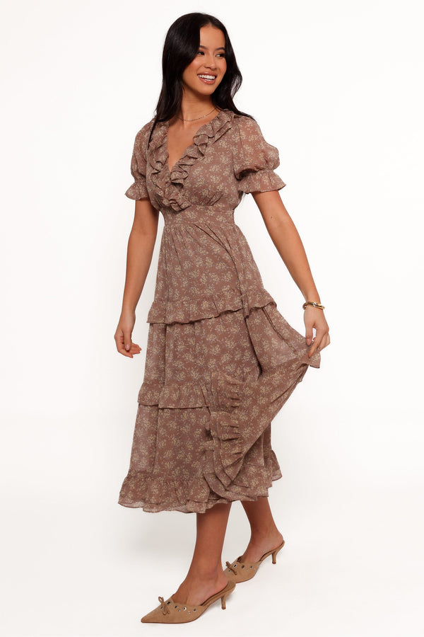 Petal and Pup USA DRESSES Dayla Maxi Dress - Brown/Light Beige