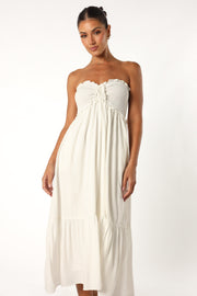 Petal and Pup USA DRESSES Dayton Strapless Midi Dress - White