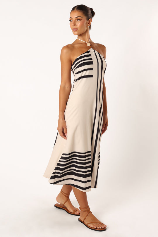 Deana Halterneck Midi Dress - Cream Black - Petal & Pup USA