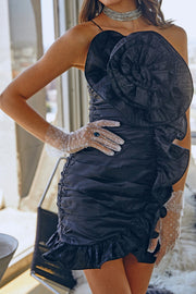 Petal and Pup USA DRESSES Deanna Rosette Mini Dress - Black