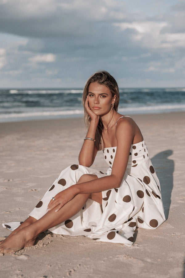 Petal and Pup USA DRESSES Deenie Maxi Dress - Chocolate Brown Spot