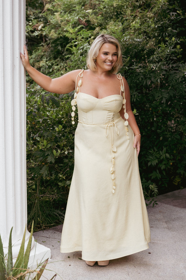 Petal and Pup USA DRESSES Della Midi Dress - Yellow