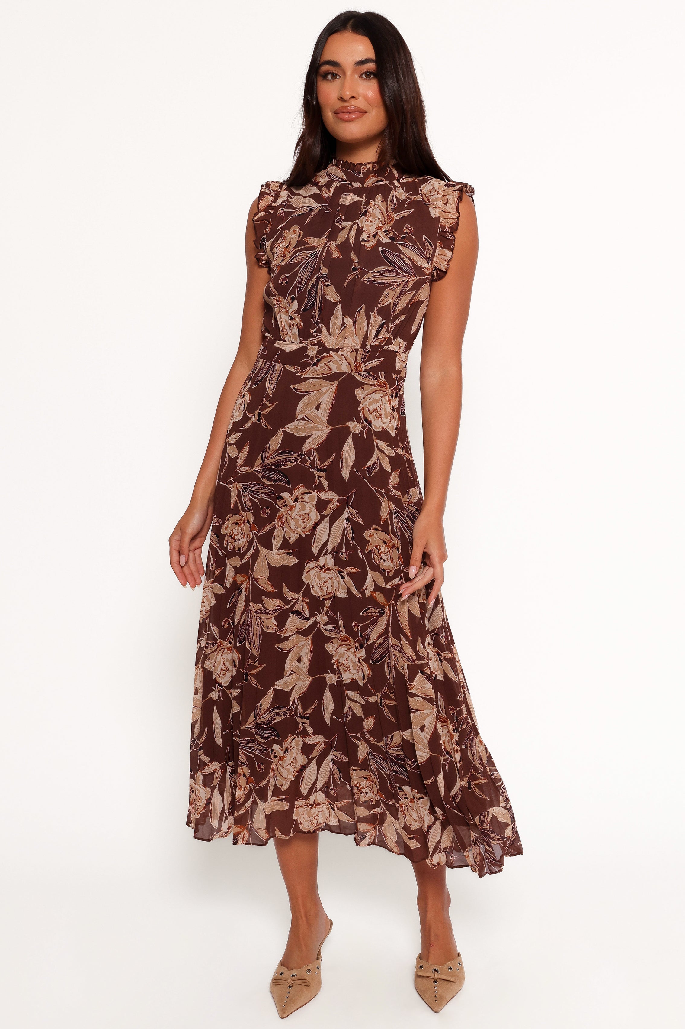 Petal and Pup USA DRESSES Delphine Maxi Dress - Brown Floral