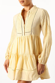 Petal and Pup USA DRESSES Denali Long Sleeve Mini Dress - Tan Yellow