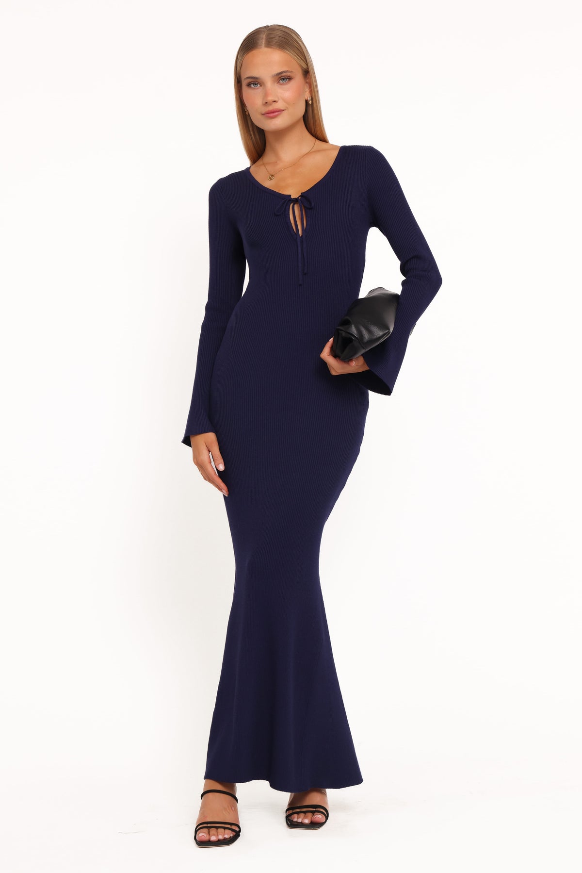 Petal and Pup USA DRESSES Desley Knit Long Sleeve Maxi Dress - Navy