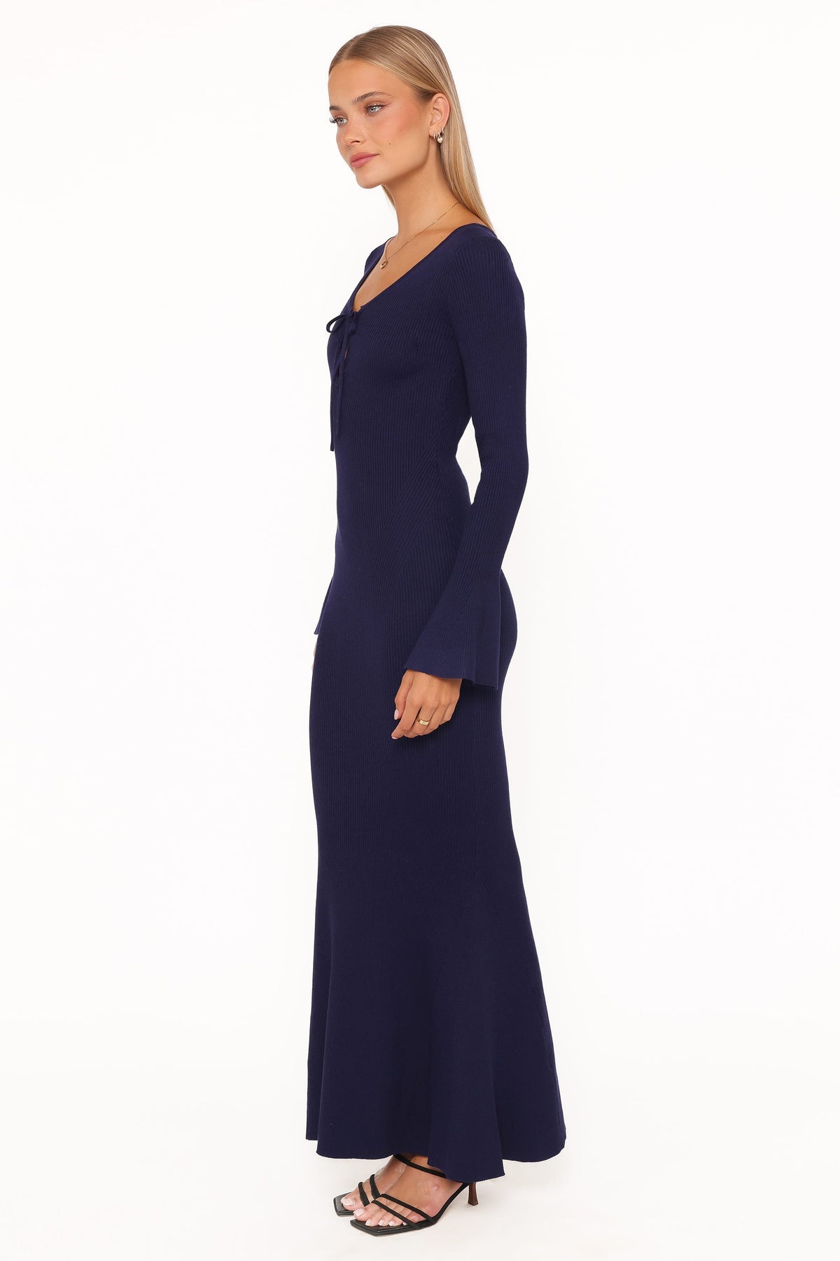 Petal and Pup USA DRESSES Desley Knit Long Sleeve Maxi Dress - Navy