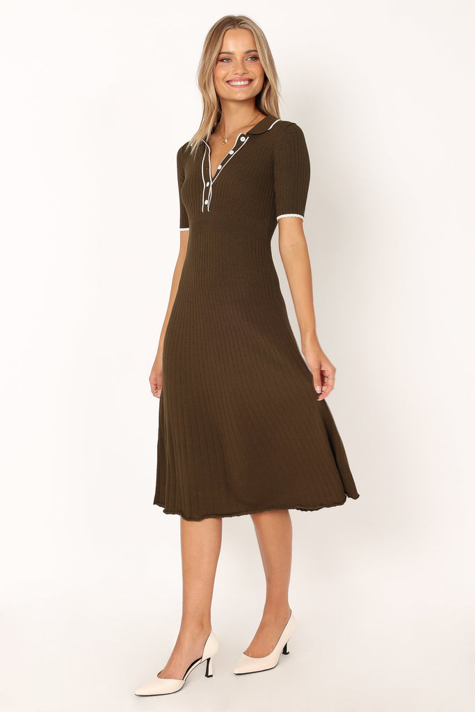 Diana Long Sleeve Knit Dress - Mocha