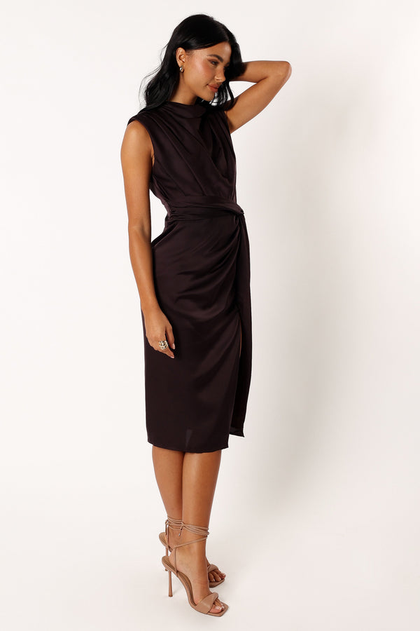 Petal and Pup USA DRESSES Dina Midi Dress - Black Coffee