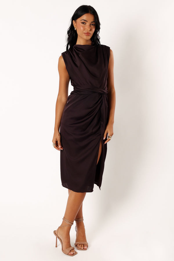 Petal and Pup USA DRESSES Dina Midi Dress - Black Coffee