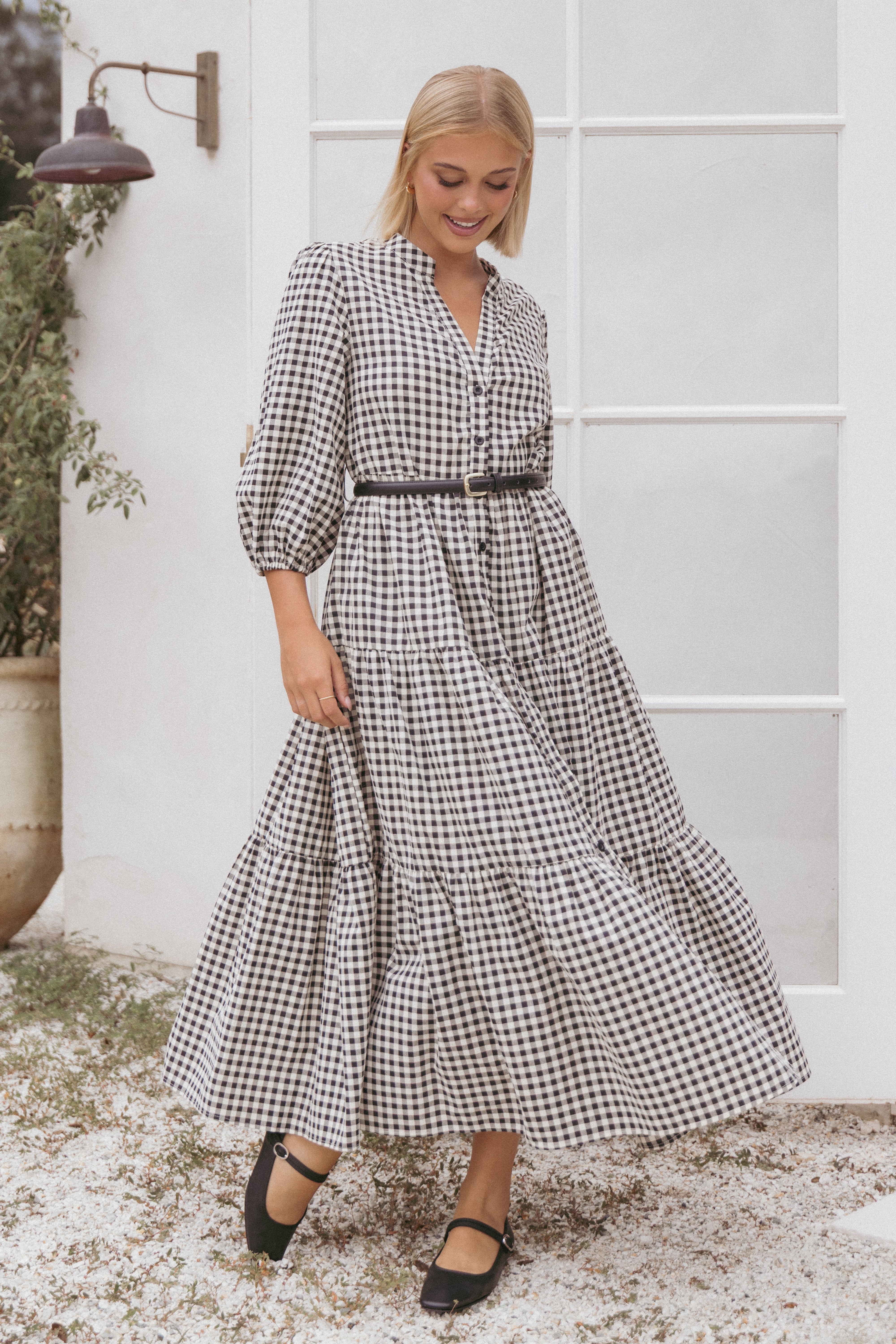 Petal and Pup USA DRESSES Dixon Maxi Dress - Black Cream Gingham