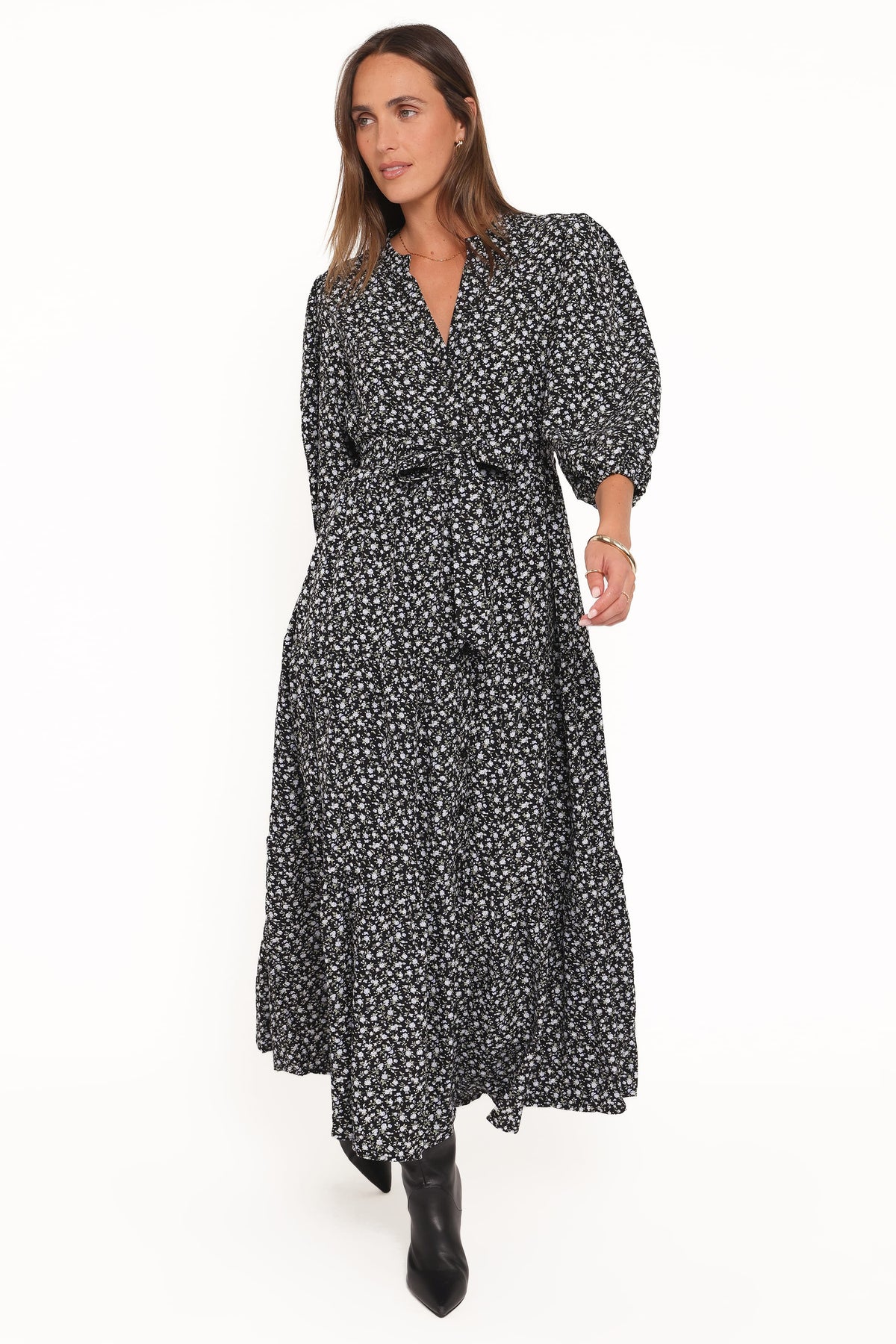 Petal and Pup USA DRESSES Dixon Maxi Dress - Black Ditsy Floral