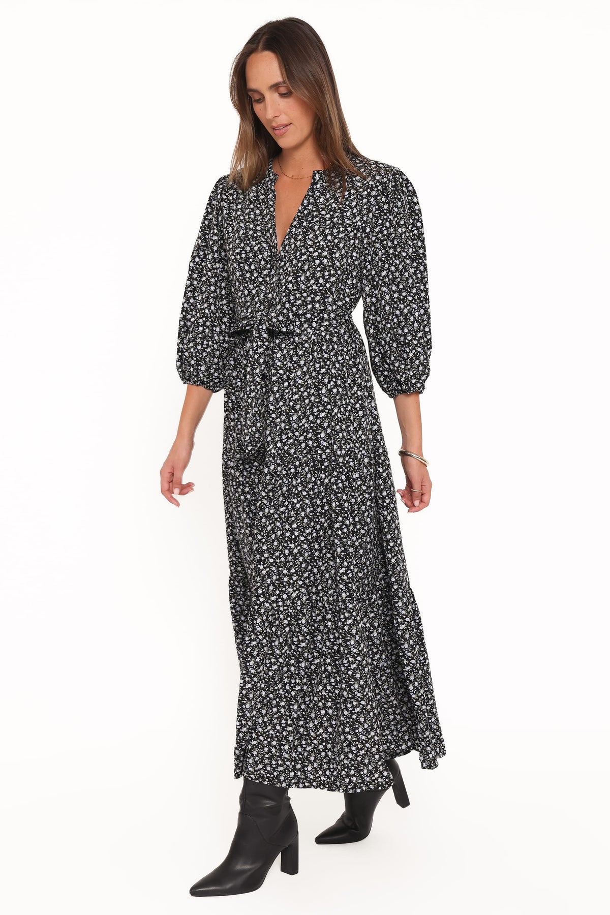 Petal and Pup USA DRESSES Dixon Maxi Dress - Black Ditsy Floral