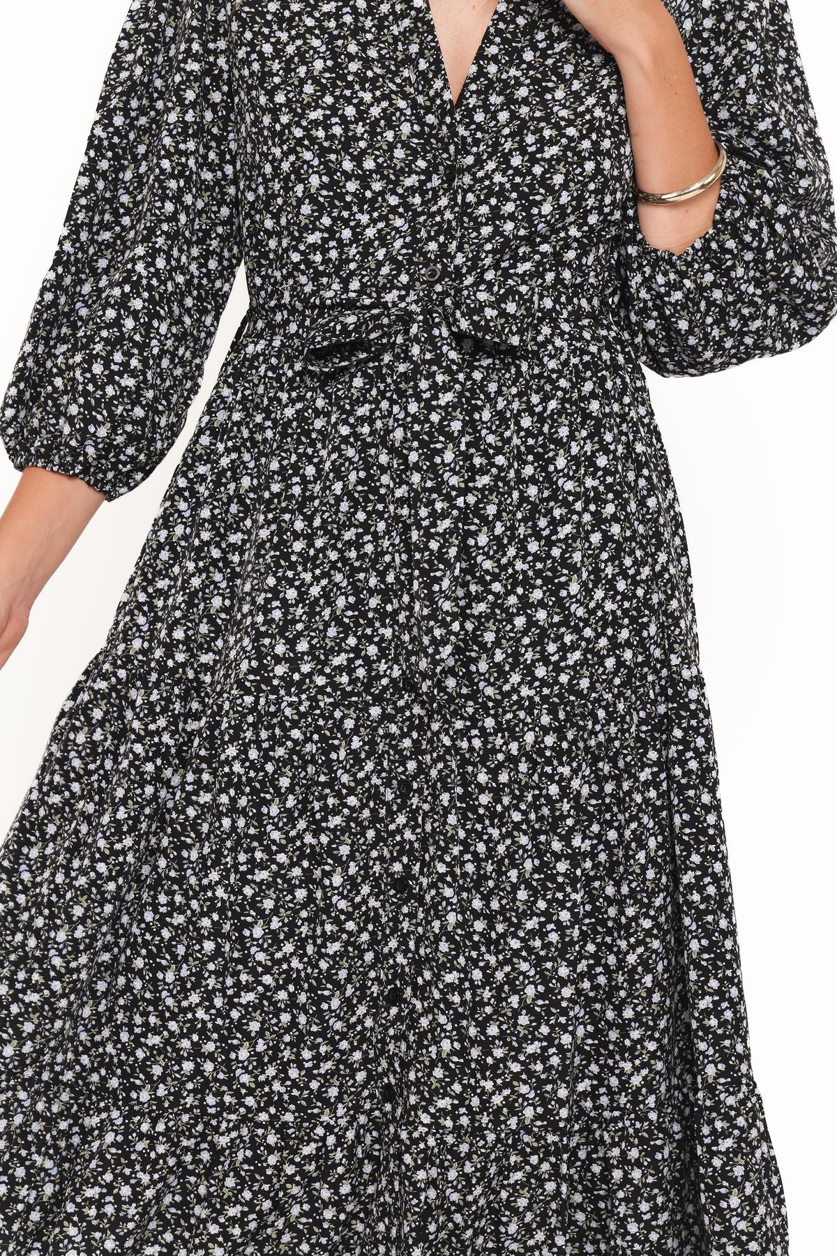 Petal and Pup USA DRESSES Dixon Maxi Dress - Black Ditsy Floral