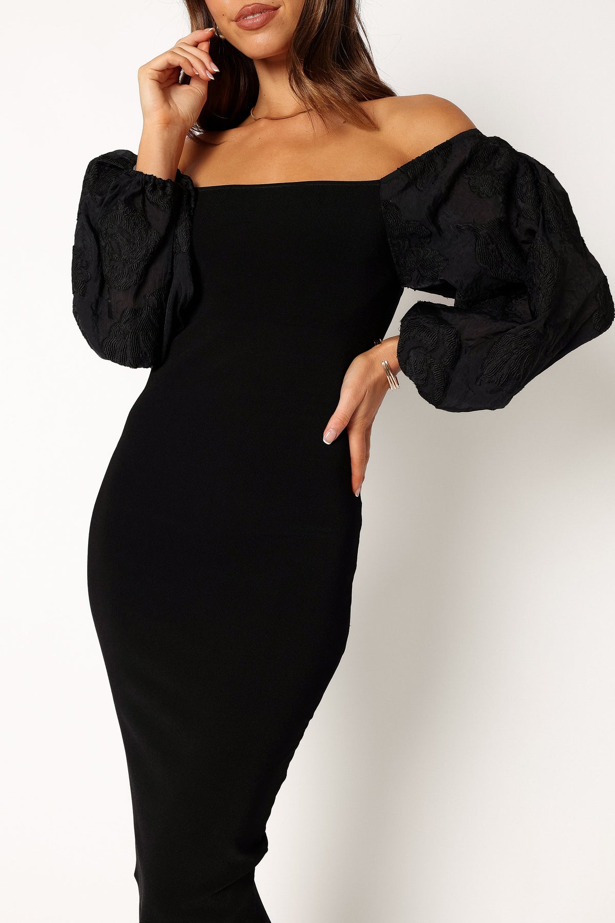Dolly Puff Sleeve Midi Dress - Black | Petal & Pup USA Dolly Puff Sleeve Midi Dress - Black | Petal & Pup USA