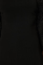 Petal and Pup USA DRESSES Dolly Puff Sleeve Midi Dress - Black