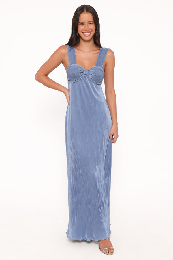 Petal and Pup USA DRESSES Dolores Pleated Maxi Dress - Cornflower Blue